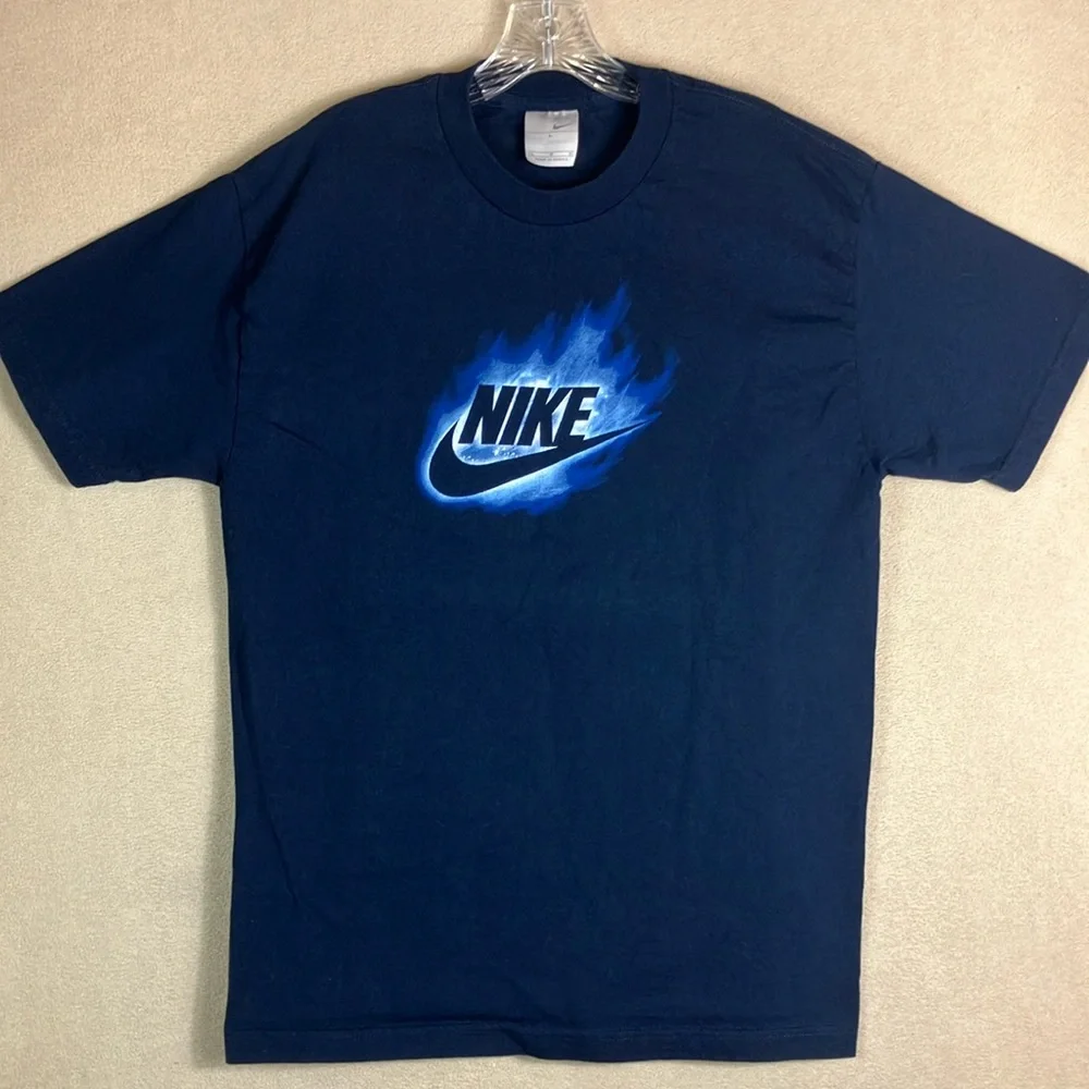 VTG Y2K Nike‎ “Go Like Hell” Flaming Center Swoosh Logo T Shirt Men’s size L